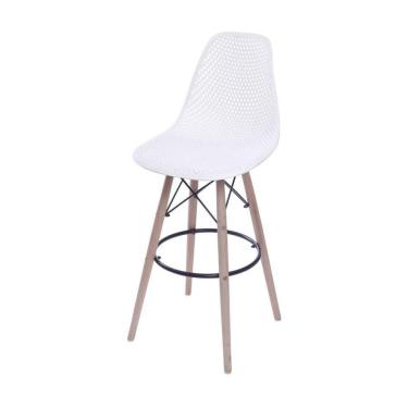 Imagem de Banqueta Boxbit Colmeia Branca Base Madeira