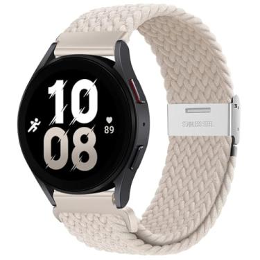 Imagem de VELORE Pulseira elástica trançada 5Pro Active 2 Gear S3 de 20 mm, 22 mm para Samsung Galaxy Watch 6 5 /4 Pro/5 de 40/44 mm (Starlight, 20 mm)