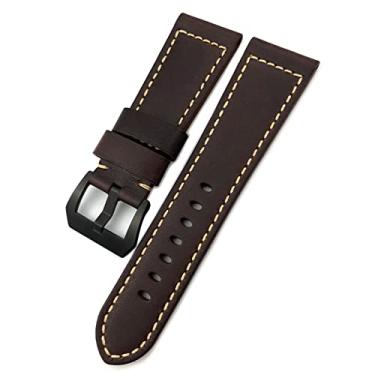 Imagem de AMSH 26mm Qualidade Vaca Marrom Para Bronze Panerai Correia pam00968 00671 Pulseira Masculina Artesanal Acessórios Fivela Pino (Cor: Botões Marrom Preto, Tamanho: Fecho Preto)