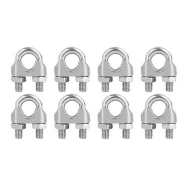 Imagem de Grampo de cabo de corda de fio M12 de 1/2 polegada, braçadeira de corda de aço inoxidável 304, fixador de sela de parafuso U, pacote com 8