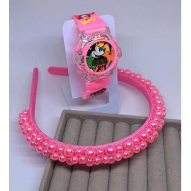 Imagem de Kit Relógio Infantil Meninas Digital Led Pisca Luz Led Toca Musica Pri