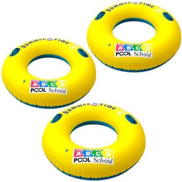 Imagem de 3 Boias Inflável Amarela 90cm com Alça Reforçada para Piscina Praia Ve