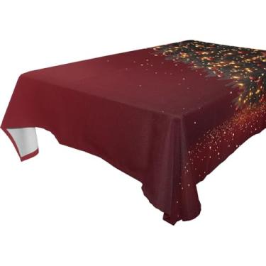 Imagem de Blueangle Glowing Stars Toalha de mesa para árvore de Natal – Toalha de mesa retangular de poliéster impermeável e resistente a manchas para ambientes internos e externos, 137 x 182 cm (472)