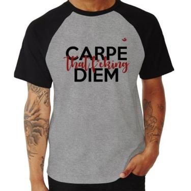 Imagem de Camiseta Raglan Carpe that fucking Diem - Foca na Moda, Cinza, Preto, 