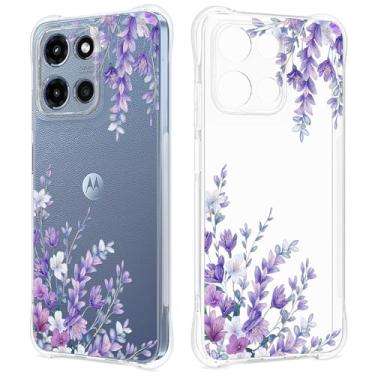 Imagem de GREATRULY Capa transparente floral para Moto G 2025/2026 e Moto G Play 2026 para mulheres e meninas, capa de telefone com design de flores fofas, capa protetora fina e transparente à prova de quedas