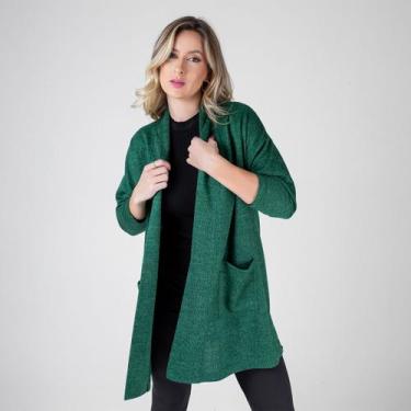 Imagem de Cardigan susie manga 3/4 feminino - Susie Modas, Verde, G, 10 unidades