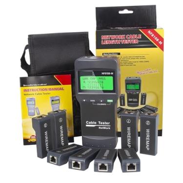Imagem de Medidor digital de testador de cabo LAN de rede NF-8108M RJ45 5E, 6E ferramenta rastreador de cabo coaxial mede o comprimento do cabo de rede