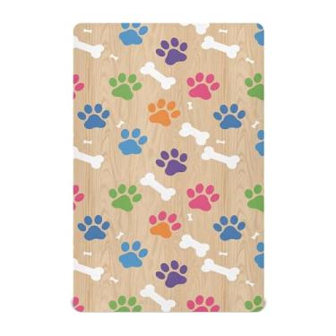 Imagem de SEHANY Lençol de berço fofo com estampa de pata de cachorro para meninos e meninas, macio, respirável, elástico, lençol com elástico padrão para bebês de 68 x 99 cm