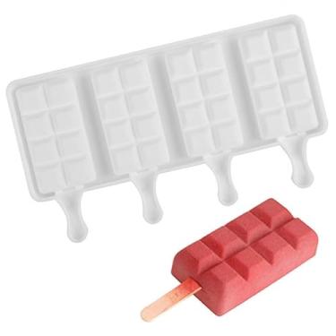 Imagem de Molde de silicone para sorvete e chocolate com 4 cavidades, bandeja de picolé de grau alimentício e forma de cubo de gelo para sobremesas caseiras, perfeito para festas, em forma de cheque - pequeno