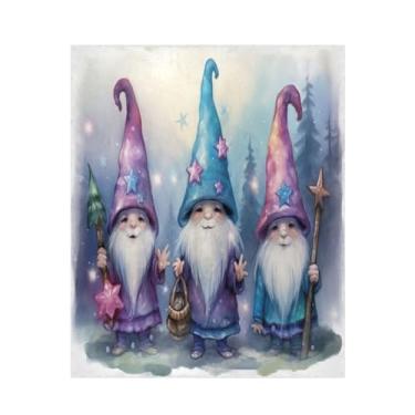 Imagem de Blueangle Cobertor de três gnomos de desenho animado, supermacio, quente, aconchegante, leve para todas as estações, cobertor de lã para cama ou sofá, fácil de cuidar (127 x 152 cm) #21