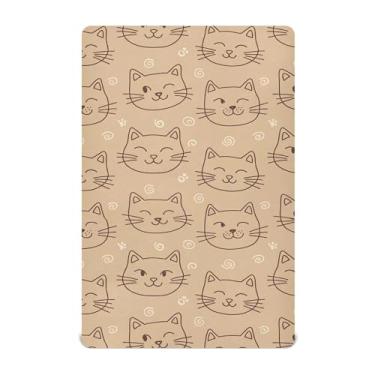 Imagem de SEHANY Lençóis de berço de gatos fofos para meninos e meninas, macio, respirável, elástico, lençol com elástico padrão para bebês de 71 x 132 cm