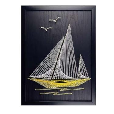 Imagem de MerainMe Kit de arte de corda 3D DIY veleiro artesanato decoração de casa sinuoso desenho terno para crianças e família presente de Natal feito à mão (versão vertical)