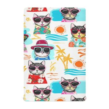 Imagem de SEHANY Lençóis de berço de gatos fofos para meninos e meninas, macio, respirável, elástico, lençol com elástico padrão para bebês de 27 x 99 cm