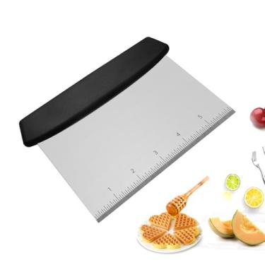 Imagem de ANIS·KEAAR 1 pacote com raspador e cortador de bancada de aço inoxidável preto – Essencial para assar, massa/pastelaria/cortador de alimentos ideal para bolo, pizza, pão e culinária