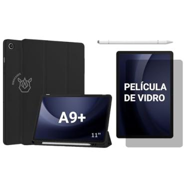 Imagem de Capa Smart Cover para Galaxy Tab A9+ 11" (2023), Kit Opcional com Película e Caneta, Magnética com Porta Caneta, Função Liga/Desliga SM-X210/X215/X216 (Preto, Capa + Película + Caneta PREMIUM)