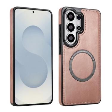 Imagem de Capa magnética ultrafina para carregamento sem fio Samsung Galaxy S26, capa híbrida fina com anel magnético para carregador sem fio, suporte magnético para carro e carteira, capa protetora à prova de