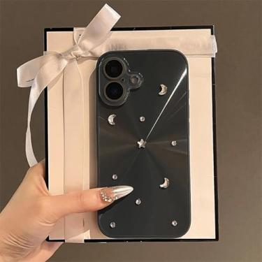 Imagem de HTVJFX Capa protetora de lente com glitter para iPhone 12, capa macia à prova de choque, capa Aurora Shell (para iPhone 12/preta)