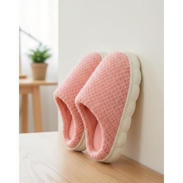 Imagem de Pantufas femininas felpudas quentes aconchegantes macias leves para uso interno rosa, rosa, 36