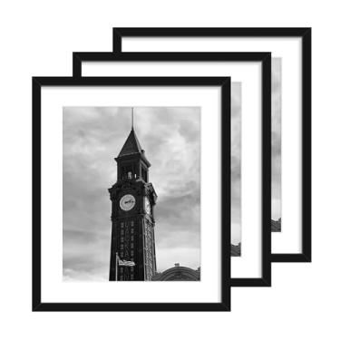 Imagem de Wiscet Conjunto de 3 porta-retratos de 50 x 61 cm, exiba imagens 40 x 50 com tapete ou moldura de pôster de 50 x 61 cm sem tapete, molduras para galeria de parede, preto