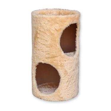 Imagem de Arranhador Toca para Gatos com 2 Andares em MDF, Túnel Duplo com Sisal e Cama(Preto)