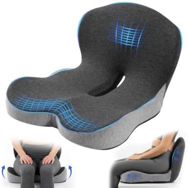 Imagem de Urban Deco Almofada de assento de espuma de memória, almofada de assento de cadeira de escritório com design em forma de L, almofada ergonômica para costas e assento para carro, dirigir, escritório