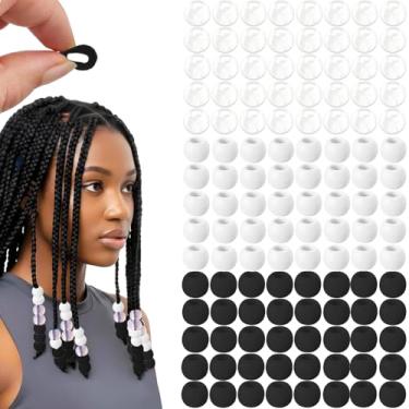 Imagem de 120 contas de silicone grandes de 14 mm para tranças de cabelo, contas de cabelo gelatinosas macias com orifício de 7 mm + 50 faixas de borracha e 1 miçanga para trançar, pulseiras faça você mesmo