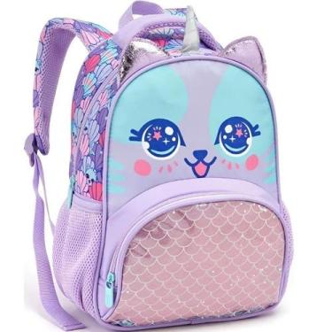 Imagem de Mochila De Costas Escolar Infantil Feminina Panda Gatinho Fofos Com Ch
