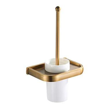 Imagem de 3FLQOOPP Acessórios de banheiro bronze escovado conjunto de escova limpa latão sólido suporte de escova de vaso sanitário anel de toalha de parede suporte de papel higiênico (suporte de escova de vaso