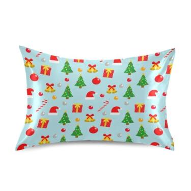 Imagem de Wassud Fronha de cetim com elementos natalinos para cabelo e pele fronhas de seda macia King Size respiráveis com fecho de envelope