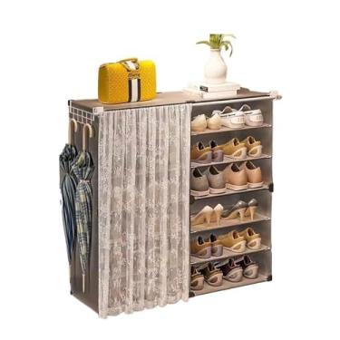 Imagem de Armário de armazenamento de sapatos independente porta de armário de sapatos simples organizador doméstico rack de sapato economia de espaço, para chinelos, tênis, saltos, botas (cor: marrom)