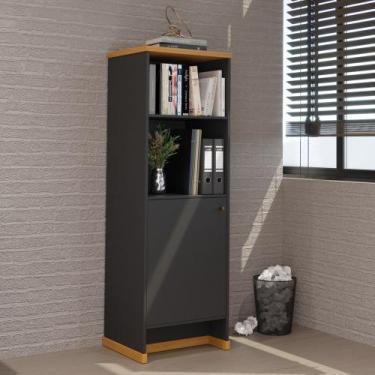 Imagem de Armário Alto 2 Prateleiras Tampo MDP 25mm Moscou ViaNossa, Preto/Natur