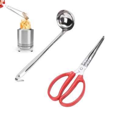 Imagem de ASHATA Conjunto Portátil da Colher da Pelota das Pinças Vara do Fogo para Poços do Fogo Mesa, Ferramentas Grabber das Lareiras para a Manipulação Mini Lenha & Pelota