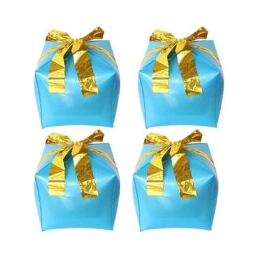 Imagem de Caixas De Presente De Natal Vermelhas E Verdes 4pcs Balões De Folha De