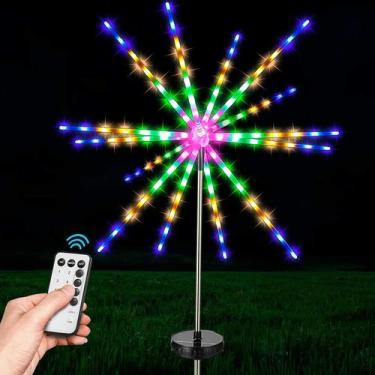 Imagem de Cordão De Luz Solar Com 112 LEDs Em Formato De Fogos De Artifício, 8 M