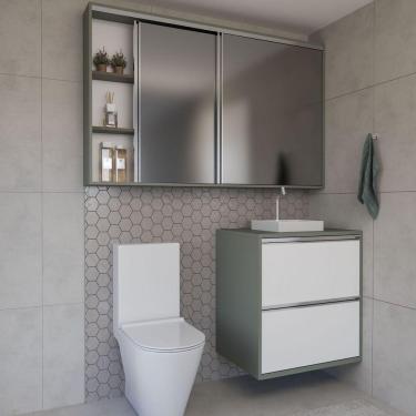 Imagem de Conjunto Gabinete E Espelheira Plena Versati 60cm Verde Branco
