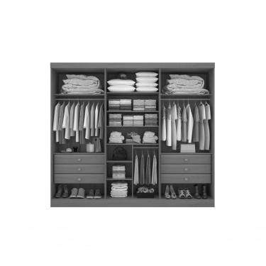 Imagem de Roupeiro 6 Portas Ripado 6 Gavetas Sem Pés Da Vinci Plus - D' Doro Castanho/ripado