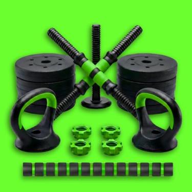 Imagem de Halteres Barra Anilha Regulável Kit 6 em 1 Academia Anilhas Halter 15kg Dumbell Kettlebell