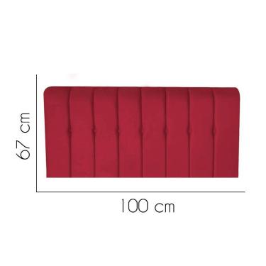 Imagem de Painel Estofada Kiara 100cm Solteiro Box Quarto Suede Vermelho - Gat Magazine