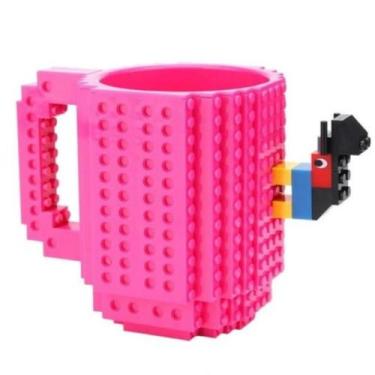 Imagem de Canecas Bloquinhos Com Encaixe "Lego" + Peças Para Montar - oem, Pink