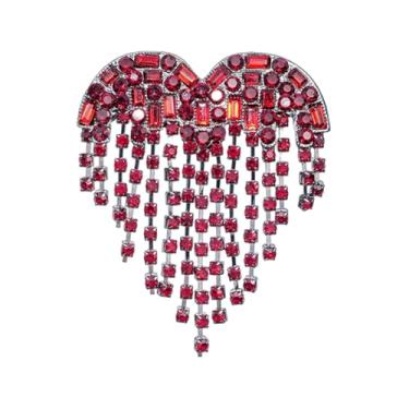 Imagem de WCRAZYE Broche de coração vermelho, broche de lapela para mulheres, elegante, strass, dia dos namorados, casamento, noiva, dia das mães, formatura, festa, vestido, acessório para roupas, Medium, Metal
