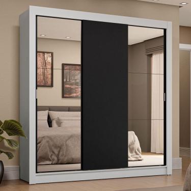 Imagem de Guarda-roupa Casal 3 Portas Correr 4 Gavetas Branco/Preto