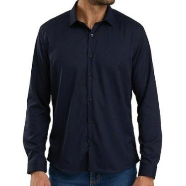 Imagem de Camisa Masculina Docthos ML Bambu Slim Azul - 605 959-Masculino