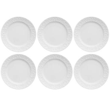 Imagem de Jogo 6 Pratos de Sobremesa em Porcelana 20,5cm Tassel Germer Branco Re