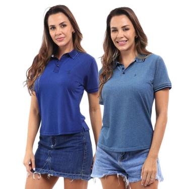Imagem de Kit 2 Camisa Polo Feminina Piquet Viscose Casual