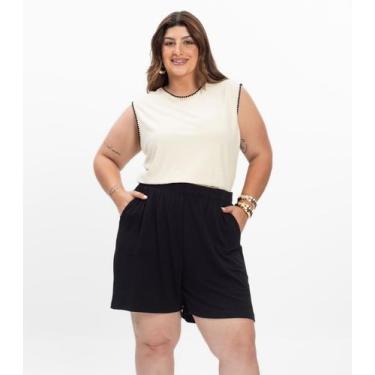 Imagem de Shorts Feminino Plus Size Com Bolsos Secret Glam Preto, Plus G3, Preto