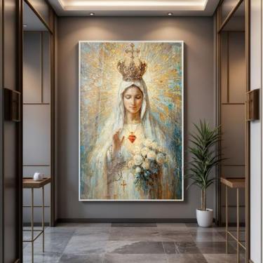 Imagem de Quadro com Moldura e Acrilico Cristal Vidro Nossa Senhora para Sala, Q