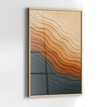 Imagem de Quadro com Moldura e Acrilico Cristal Vidro Tons Terracota para Sala, 