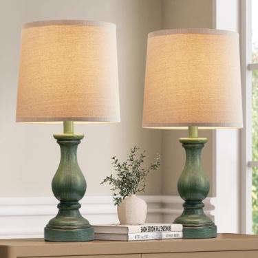 Imagem de Lámparas de Mesa Seealle Set de 2 con Pantalla de Lino Rústica de 56 c