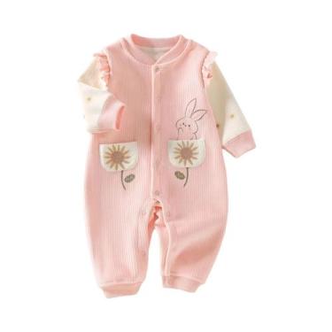Imagem de Pijamas De Bebê Em Fleece Com Estampa De Girassol, Confortáveis, Macac