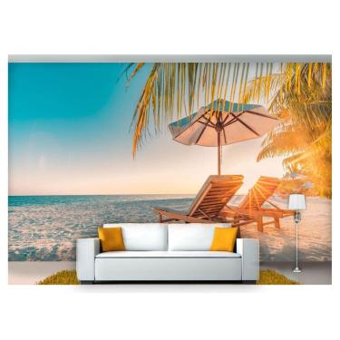 Imagem de Papel De Parede Praia Mar Céu Por Do Sol 3D Npr219